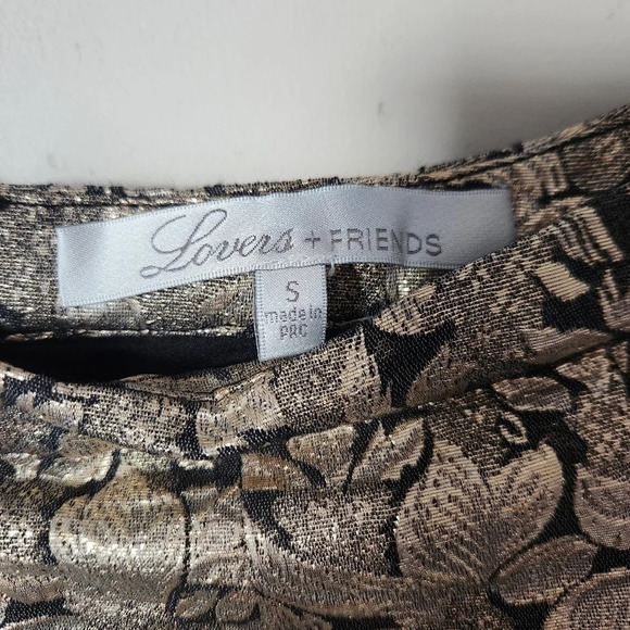 Lovers + Friends | Jacquard Metallic Gold Floral Mini Skirt - Size S - Picture 11 of 13